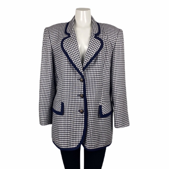 Vintage Jackets & Blazers - Vintage Navy Checked Blazer